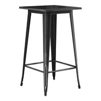 Lancaster Table & Seating Alloy Series 24 inch x 24 inch Distressed Onyx Black Bar Height Outdoor Table