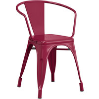 Lancaster Table & Seating Alloy Series Sangria Metal Indoor / Outdoor Industrial Cafe Arm Chair