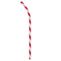 Aardvark 61720005 7 3/4 inch Jumbo Red / White Striped Unwrapped Eco-Flex Paper Straw - 4800/Case