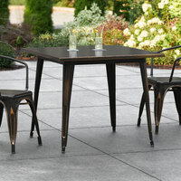 Lancaster Table & Seating Alloy Series 36 inch x 36 inch Distressed Copper Dining Height Outdoor Table