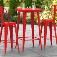 Lancaster Table & Seating Alloy Series 30 inch Round Red Outdoor Bar Height Table