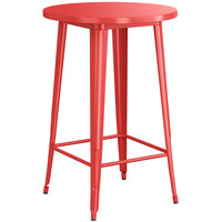 Lancaster Table & Seating Alloy Series 30 inch Round Red Outdoor Bar Height Table