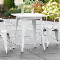 Lancaster Table & Seating Alloy Series 24 inch x 24 inch White Dining Height Outdoor Table