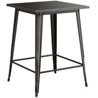 Lancaster Table & Seating Alloy Series 32 inch x 32 inch Square Distressed Black Outdoor Bar Height Table