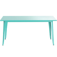 Lancaster Table & Seating Alloy Series 63 inch x 32 inch Seafoam Dining Height Outdoor Table