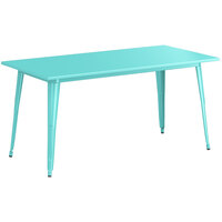 Lancaster Table & Seating Alloy Series 63 inch x 32 inch Seafoam Dining Height Outdoor Table