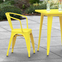 Lancaster Table & Seating Alloy Series Yellow Metal Indoor / Outdoor Industrial Cafe Arm Chair