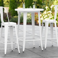 Lancaster Table & Seating Alloy Series 30 inch Round White Outdoor Bar Height Table