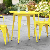 Lancaster Table & Seating Alloy Series 24 inch x 24 inch Yellow Dining Height Outdoor Table