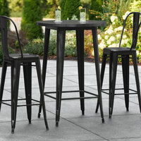 Lancaster Table & Seating Alloy Series 30 inch Round Distressed Black Outdoor Bar Height Table