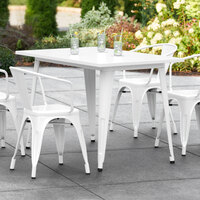 Lancaster Table & Seating Alloy Series 48 inch x 30 inch White Dining Height Outdoor Table