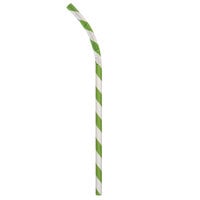 Aardvark 61720036 7 3/4 inch Jumbo Green / White Striped Unwrapped Eco-Flex Paper Straw - 4800/Case