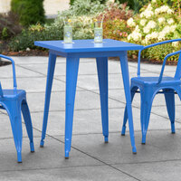 Lancaster Table & Seating Alloy Series 24 inch x 24 inch Blue Dining Height Outdoor Table