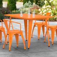 Lancaster Table & Seating Alloy Series 48 inch x 30 inch Orange Dining Height Outdoor Table