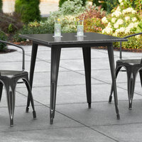 Lancaster Table & Seating Alloy Series 32 inch x 32 inch Distressed Black Dining Height Outdoor Table