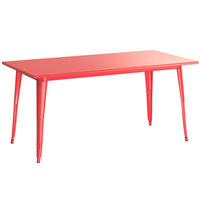 Lancaster Table & Seating Alloy Series 63 inch x 32 inch Red Dining Height Outdoor Table