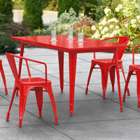 Lancaster Table & Seating Alloy Series 63 inch x 32 inch Red Dining Height Outdoor Table