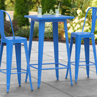 Lancaster Table & Seating Alloy Series 24 inch x 24 inch Blue Outdoor Bar Height Table