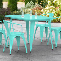 Lancaster Table & Seating Alloy Series 48 inch x 30 inch Seafoam Dining Height Outdoor Table