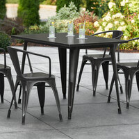 Lancaster Table & Seating Alloy Series 48 inch x 30 inch Distressed Black Dining Height Outdoor Table