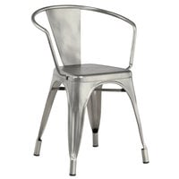 Lancaster Table & Seating Alloy Series Clear Coated Metal Indoor Industrial Cafe Arm Chair