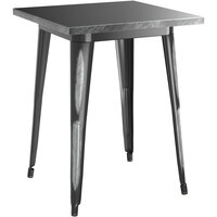 Lancaster Table & Seating Alloy Series 24 inch x 24 inch Distressed Black Dining Height Outdoor Table