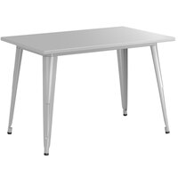 Lancaster Table & Seating Alloy Series 48" x 30" Silver Dining Height Outdoor Table