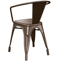 Lancaster Table & Seating Alloy Series Copper Metal Indoor / Outdoor Industrial Cafe Arm Chair