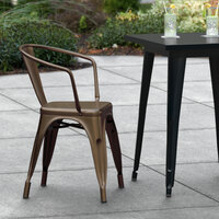 Lancaster Table & Seating Alloy Series Copper Metal Indoor / Outdoor Industrial Cafe Arm Chair