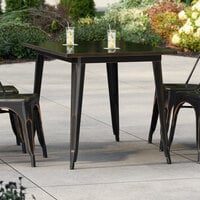 Lancaster Table & Seating Alloy Series 48 inch x 30 inch Distressed Copper Standard Height Outdoor Table
