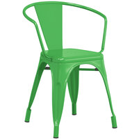 Lancaster Table & Seating Alloy Series Green Metal Indoor / Outdoor Industrial Cafe Arm Chair