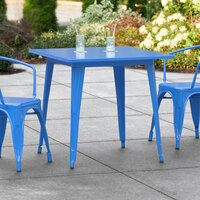 Lancaster Table & Seating Alloy Series 32 inch x 32 inch Blue Dining Height Outdoor Table