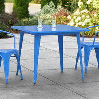 Lancaster Table & Seating Alloy Series 36 inch x 36 inch Blue Dining Height Outdoor Table