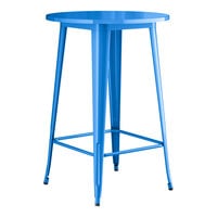 Lancaster Table & Seating Alloy Series 30" Round Blue Quartz Bar Height Outdoor Table