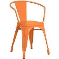 Lancaster Table & Seating Alloy Series Orange Metal Indoor / Outdoor Industrial Cafe Arm Chair