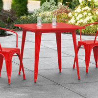 Lancaster Table & Seating Alloy Series 32 inch x 32 inch Red Dining Height Outdoor Table