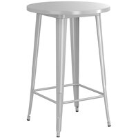 Lancaster Table & Seating Alloy Series 30 inch Round Silver Outdoor Bar Height Table