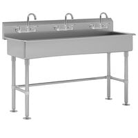 Advance Tabco FC-FM-60-F 16-Gauge Multi-Station Hand Sink with 8" Deep Bowl and 3 Faucets - 60" x 19 1/2"