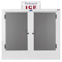 Leer 75AS-R290 73 inch Outdoor Auto Defrost Ice Merchandiser with Straight Front and Stainless Steel Doors
