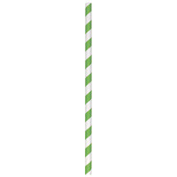 Aardvark 61620036 7 3/4 inch Giant Green / White Striped Unwrapped Paper Straw - 2800/Case
