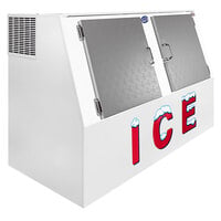 Leer LP462A-R290 73 inch Low-Profile Outdoor Auto Defrost Ice Merchandiser with Slanted Front and Stainless Steel Doors
