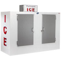 Leer 100CS-R290 94 inch Outdoor Cold Wall Ice Merchandiser with Straight Front and Stainless Steel Doors
