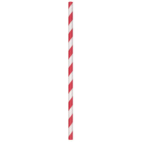 Aardvark 7 3/4" Jumbo Red / White Striped Unwrapped Paper Straw - 4800/Case