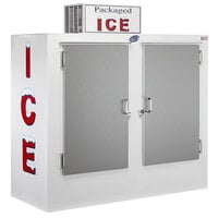 Leer 64AS-R290 64 inch Outdoor Auto Defrost Ice Merchandiser with Straight Front and Stainless Steel Doors