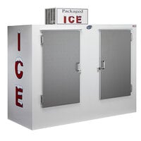 Leer 85AS-R290 84 inch Outdoor Auto Defrost Ice Merchandiser with Straight Front and Stainless Steel Doors