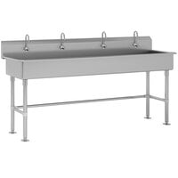 Advance Tabco FC-FM-80EF 16-Gauge Multi-Station Hand Sink with 8" Deep Bowl and 4 Electronic Faucets - 80" x 19 1/2"
