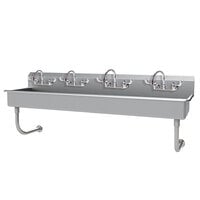 Advance Tabco FC-WM-80-F 16-Gauge Multi-Station Wall Mounted Hand Sink with 8" Deep Sink Bowl with 4 Faucets - 80" x 19 1/2"