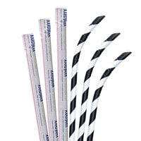 Aardvark 61810009 7 3/4 inch Jumbo Black / White Striped Wrapped Eco-Flex Paper Straw - 3200/Case