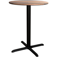 Lancaster Table & Seating Excalibur 36" Round Counter Height Table with Textured Farmhouse Finish and Cross Base Plate