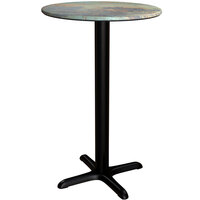Lancaster Table & Seating Excalibur 24" Round Counter Height Table with Textured Canyon Painted Metal Finish and Cross Base Plate